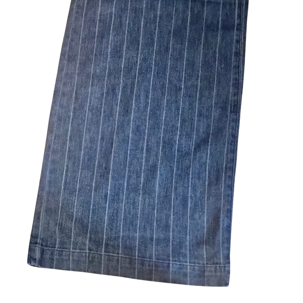 Risen Jeans Los Angeles Pinstripe Wide Leg Denim Pants Indigo Blue Womens Large - Picture 5 of 13
